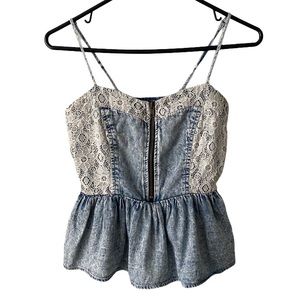 Kirra Jean Lace Peplum Zipper Detail Tank Top NWOT